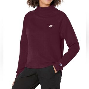 Champion Powerblend Maroon Mock Neck Sweatshirt. Size Small.